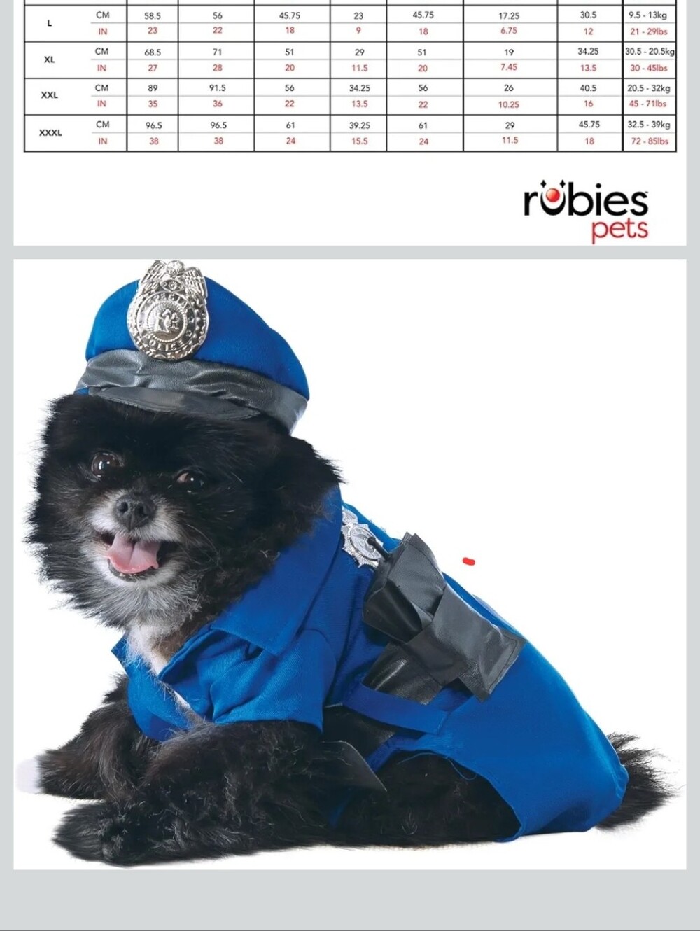 Police Officer Pet Costume New Never Used